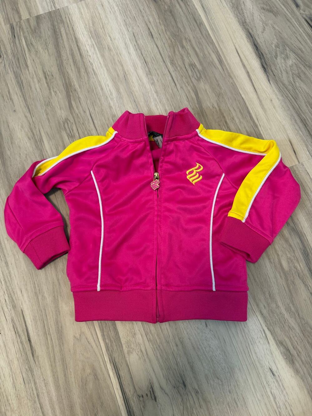 Youth Toddler RocaWear Classic Pink Yellow Zipper Front Jacket Size 24M 24 Month